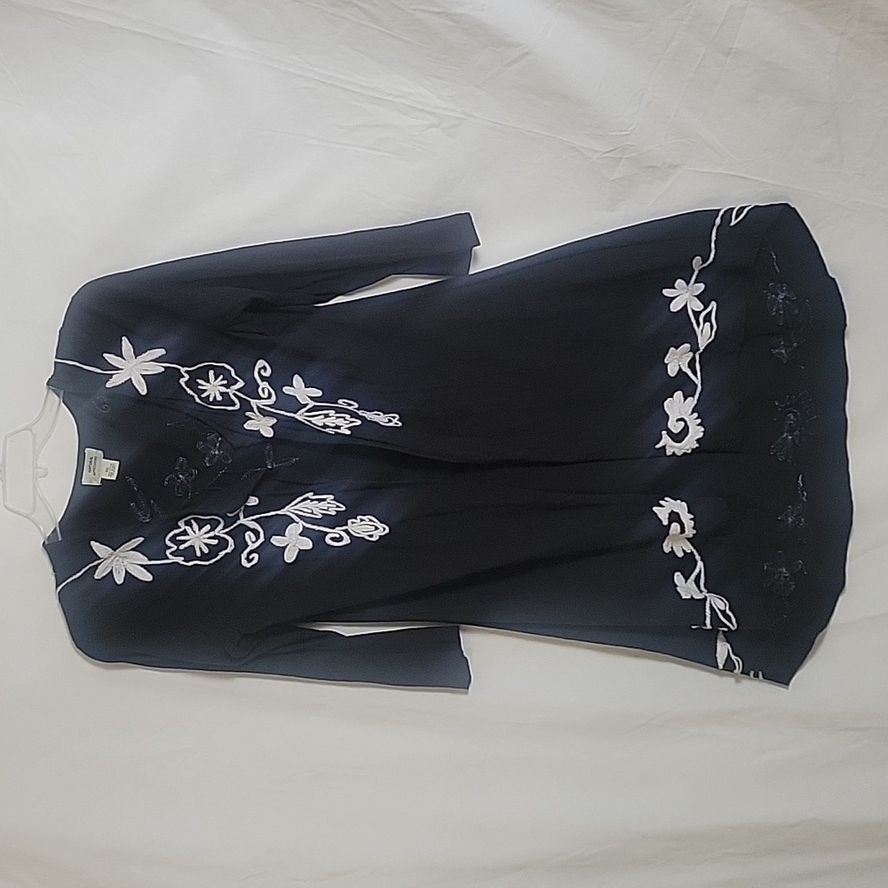 Natural Impressions Black Embroidered Duster XL